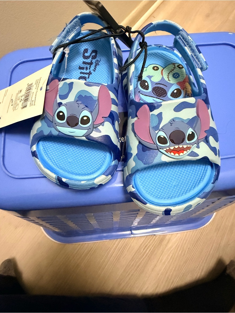 Kids Stitch Camo Sandals - Blue Character Slide Sandals